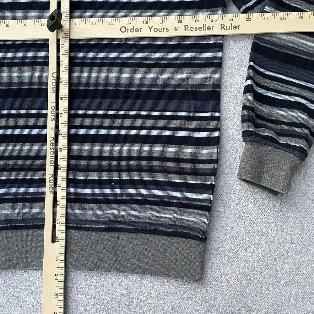 Douglas Defining Casual 1/2 Zip Sweater Mens M Blue/Grey Stripes Cotton Corduroy - Picture 12 of 12